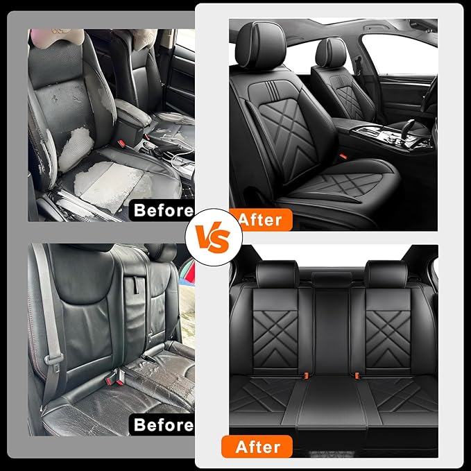 CX-70 Car Seat Covers Custom Fit for Mazda CX-70 2025-2026, Full Coverage Premium Leather Waterproof Breathable Seat Covers, Automotive Seat Protectors, Airbag Compatible(Full Set Seats, Black)
