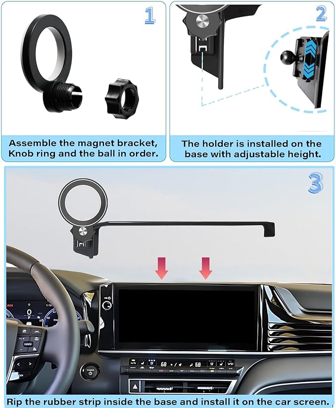 Car Phone Holder for Toyota Camry 2025 2026 Accessories Apply to 12.3 Inch Touch Screen Fixed Clip MagSafe Cell Phone Mount Hands-Free 360° Rotation