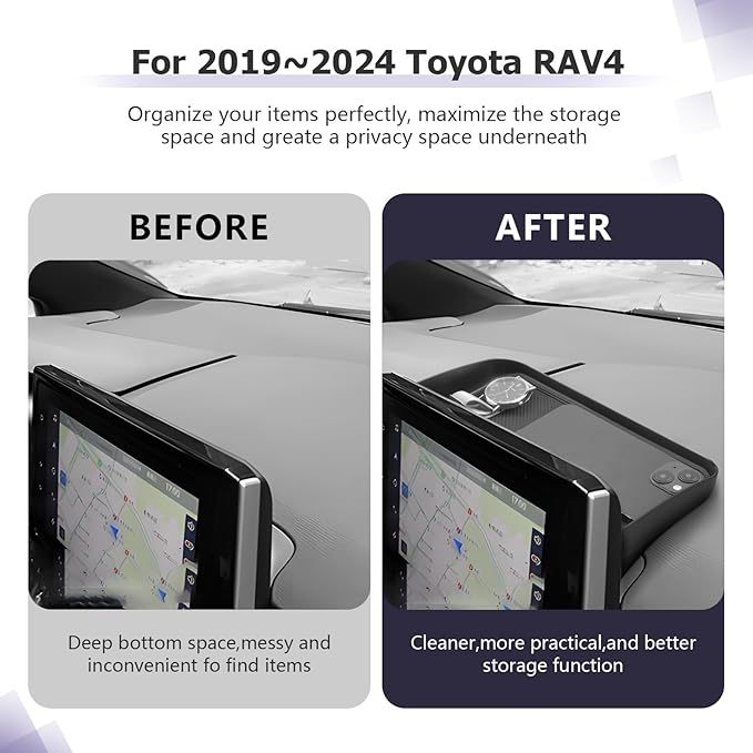 LUWU 2025 RAV 4 Dashboard Storage Tray Compatible with 2019-2022 2023 2024 2025 Toyota RAV 4 Center Console Display Box Hidden Tray Behind Screen 2025 RAV 4 Accessories