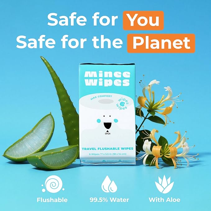 Impossibly Compact Travel Flushable Wipes - 99.5% Water and Aloe - Safe for Sensitive Skin & Hypoallergenic - Travel Essentials for Adults, Kids & Babycare, Unscented, 48 Pack 288 Wipes