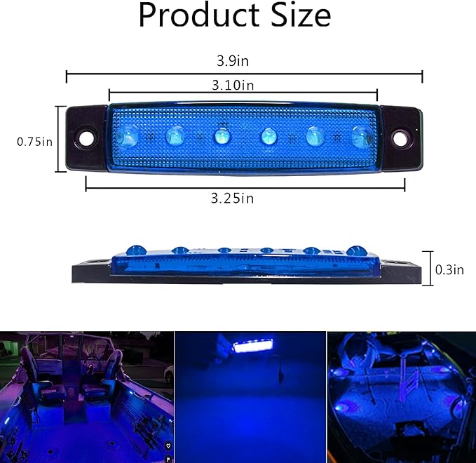 20 Pcs Rock Lights Blue Strip Lights Wheel Fender Well Underglow Led Lights for Cars Exterior Side Marker for Truck Golf Cart Wrangler RV RV SUV Offroad
