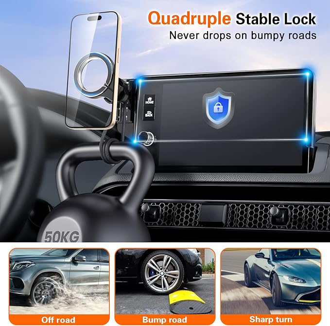 pop-tech Car Phone Holder for Honda CR-V HR-V 2023 2024 2025 2026: for MagSafe Magnetic Cell Phone Mount for HRV CRV Accessories 7/9 inch Screen - Touchscreen Cradles Strong Magnets for iPhone Samsung