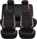 FH Group Full Set Faux Leather Car Seat Covers - Universal Fit, Low Back Front Seat Covers, Airbag Compatible, Split Bench Rear Seat Cover for SUV, Sedan, Pink