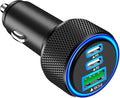 USB C Car Charger, Rombica 3Port 67W PD Dual USB-C USB-A Power Cigarette Lighter Adapter PD/QC Type C Car Charger Fast Charging for iPhone 17 17 Pro Max 16 Pro 15 14 13 12 11/Galaxy S26 S25/Pixel/iPad