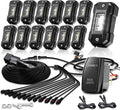 R4 Pure White LED Rock Lights Kit with Roker Switch Wire Harness 12PCS Rock Lights White for Offroad Trucks ATV UTV SUV Underglow Light Trail Rig Light Under Body High Power Waterproof