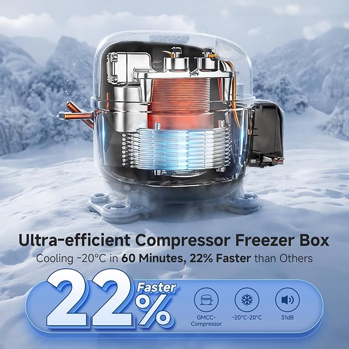 BODEGACOOLER 12 Volt Car Refrigerator, 42QT(40L) IPX4 Waterproof Electric Cooler, 31dB Ultra-Quiet Car Fridge APP Control with 12/24V DC 110-240V AC, -4℉~68℉, Portable for Truck RV Camping, Travel
