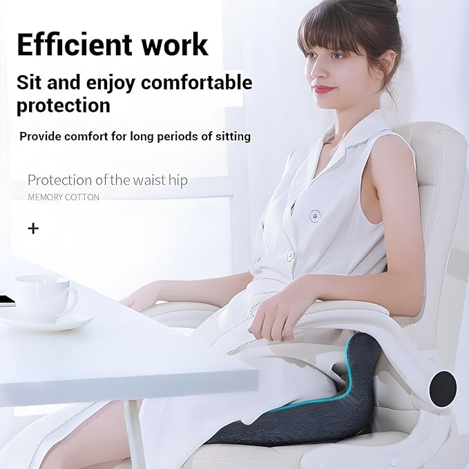 Seashell Memory Foam Seat Cushion -for Office Chair, Truck seat, Car Seat, Airplane Back Support & Sciatica Relief & Tailbone & Coccyx Pain Relief for Long Sitting and Driving(Black)