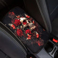 Dreaweet Rose Skull Arm Rest Cover for Car Women Gothic Car Accessories Universal Comfort Center Console Cover Soft Anti-Scratch Vehicle Center Console Armrest Cover Pad