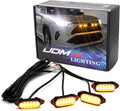 iJDMTOY Smoked Lens Front Grille TRD Style Amber Yellow LED Grill Lighting Kit Compatible with Toyota 2019-2025 RAV4, Includes (4) 12-SMD Smoke Cover LED Grille Lights & Wiring Harness