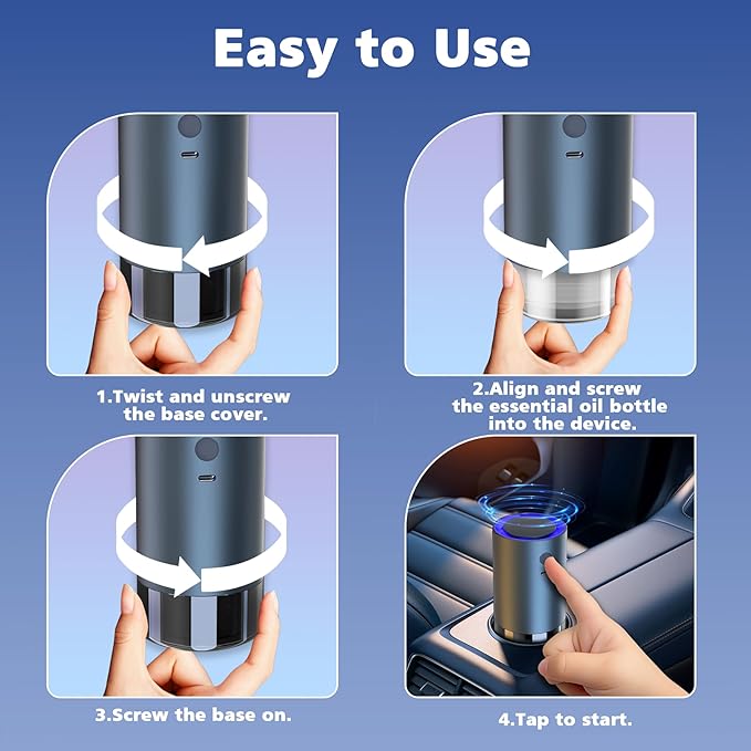 Smart Car Air Freshener, Car Air Freshener Diffuser with 100ml Perfume, Auto On/Off Intelligent, Rechargeable Aroma Diffuser,Auto Two Spray Modes, Cologne Scent, Light Fragrance Type