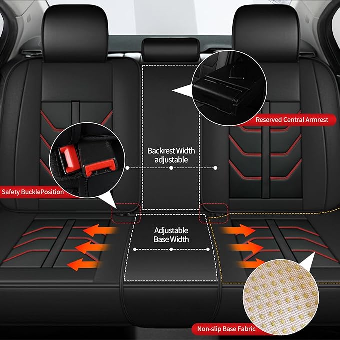 TTX LIGHTING Car Seat Covers fit for Lexus RX 350 2007-2026 Full Set: Premium Leather Automotive Seat Cover with Airbag Compatible Waterproof (5 Seats, Redline)