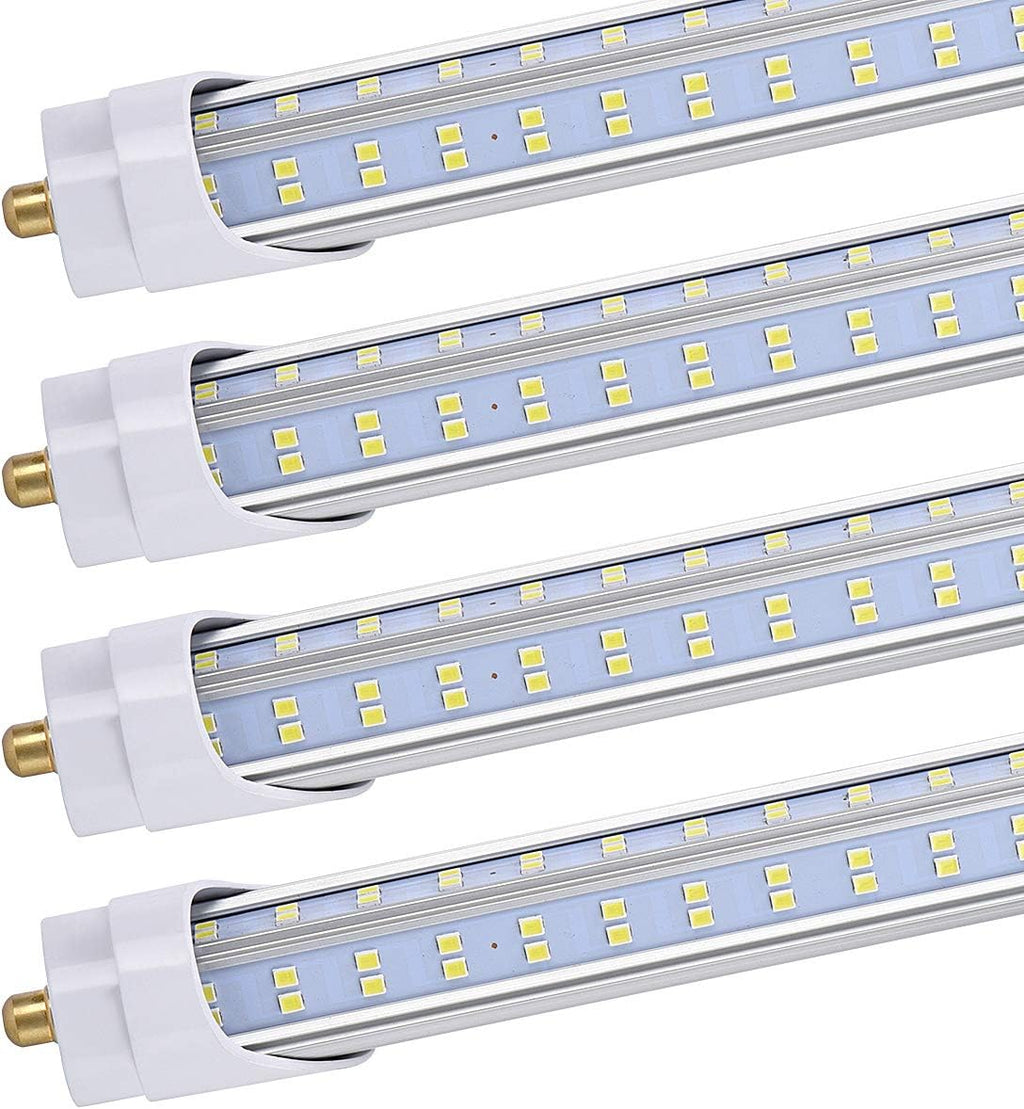 (Pack of 10 8 Foot LED Bulbs,150W 18800lm 6000K, Super Bright, T8 T10 T12 LED Tube Lights, FA8 Single Pin LED Lights, Clear Cover, V Shaped,to Replace Fluorescent Light Bulb