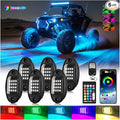 6Pods Segmented RGB LED Rock Lights Kit for ATV UTV 4 Wheeler Can-Am SXS RZR Side By Side Offroad Golf Cart with APP/RF Remote, Multicolor Underglow Accent Light Waterproof Vehicle Music 12V Underbody