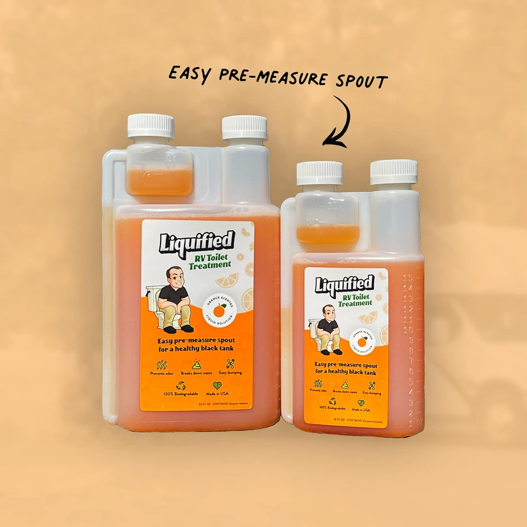 Liquified RV Toilet Treatment - Black Holding Tank Digester - Odor Eliminator - Orange Scent - Matts RV Reviews (Orange, 32oz)