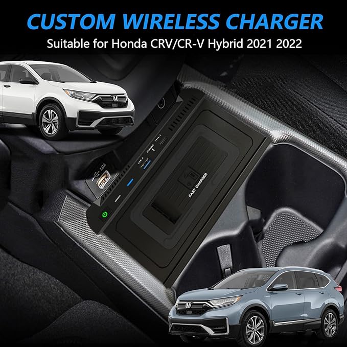 Wireless Car Charger Compatible with Honda CR-V/CRV Hybrid 2021 2022, 15W Qi Fast Charging Phone Charger Pad for 6th Gen Honda CR V Center Console Accessory Panel, Gift for Honda CRV Owners