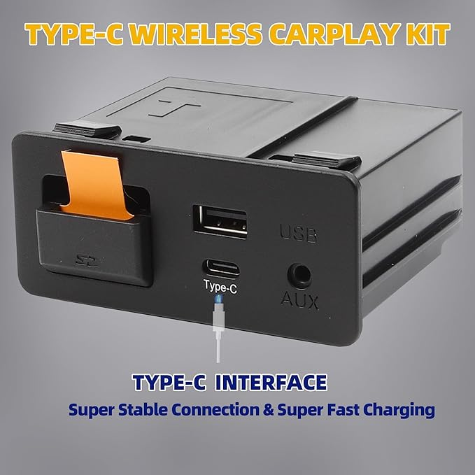Dasbecan Type-C Wireless Mazda Apple Carplay and Android Auto Retrofit Kit Compatible with Mazda 2/3/6/CX3/CX5/CX9/MX5 2015-2020, TK78-66-9U0C Adapter (Only Support Wireless Carplay NO Android Auto)