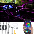 Car Interior Strip Lights, 5 in 1 Multicolor RGB Car Ambient Lighting Kit, 6m Fiber Optic EL Neon Tube Light, DIY Mode Music Sync APP Control DC 12V
