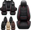 Leather Car Seat Covers Fit for Toyota Avalon Hybrid 2013-2024, 5 Seater Car Seat Cover, Premium Waterproof, Scratch Resistant Car Interior Accessories (Full Set Black Red)