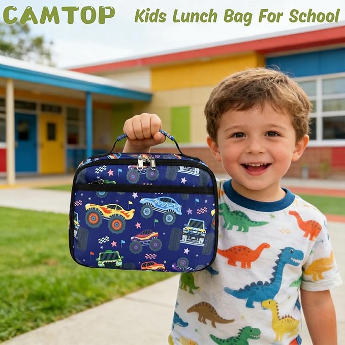 CAMTOP Lunch Box Kids Boys Insulated Lunch Cooler Bag Reusable Lunch Tote Kit for School Travel