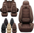 Leather Car Seat Covers Fit for Toyota Matrix 2003-2013, 5 Seater Car Seat Cover, Premium Waterproof, Scratch Resistant Car Interior Accessories (Full Set with Pillow Coffee)
