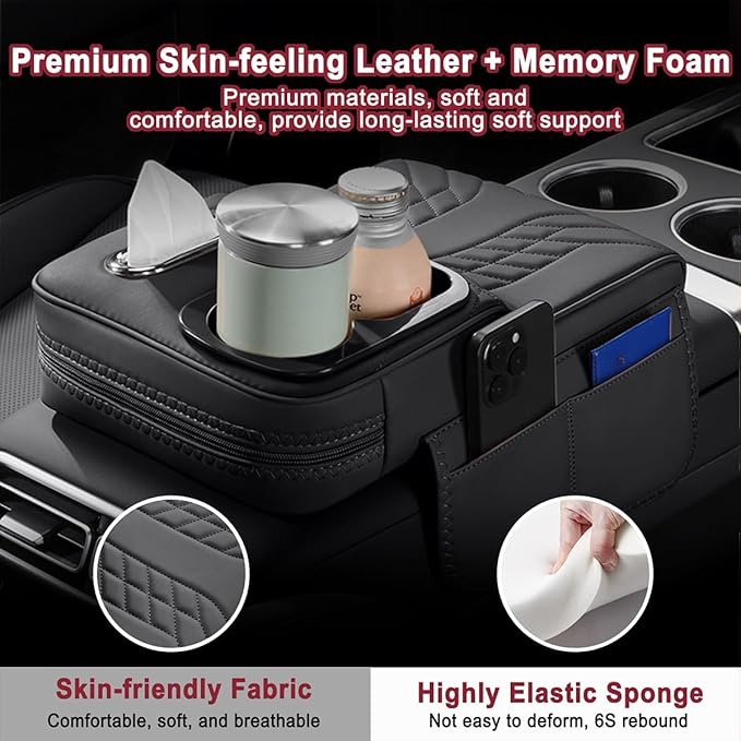 Car Armrest Cover for Tesla Model X 2015–2020 2021 2022 2023 2024 2025 2026, Center Console Cover Mat Armrest Seat Box Cover Cushion Console Pad Interior Accessories,A