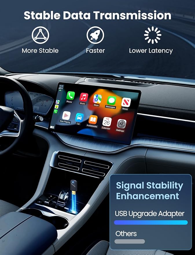 Mini Wireless CarPlay & Android Auto Adapter for iPhone & Android Phone (2026 Upgrade), No Lag, Fast Stable Connection, Converts Wired to Wireless CarPlay Dongle for 2016+ Cars, USB-A&C Port