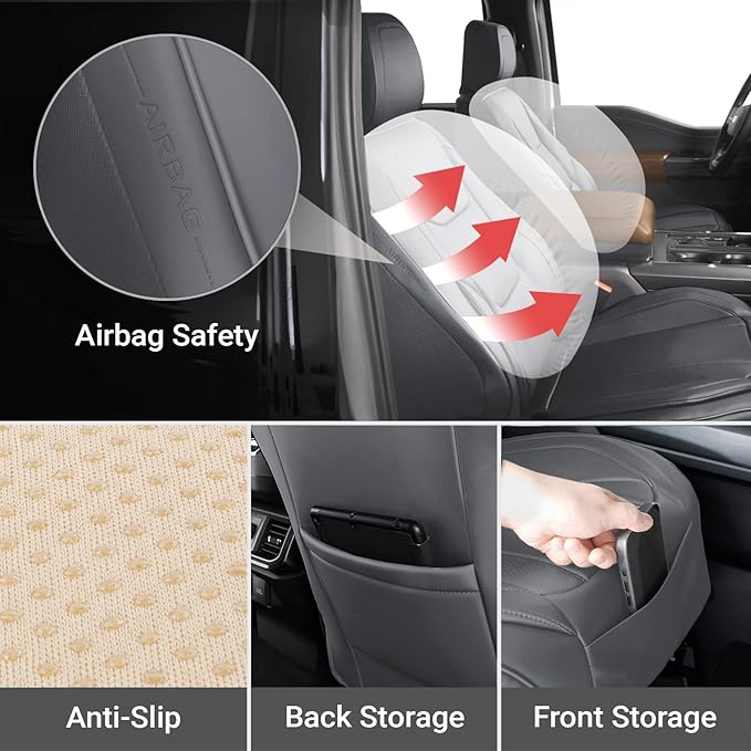 Coverland Custom Fit Car Seat Covers for Car Compatible with [7-Series, M5, Genesis, MazdaSpeed3, Outback] Premium Waterproof Non-Slip Interior Seat Protector [Front Dark Gray- Size Chart A23]