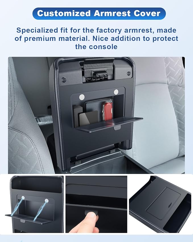 CDEFG for 2025 2026 Toyota 4Runner Center Console Cover with Hidden Storage for 2025 2026 Toyota 4Runner Accessories Armrest Cover 2025 2026 4Runner Middle Console Pad with Magnets Secret Box