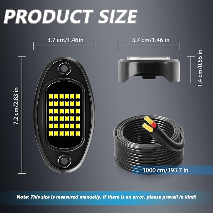 GSRECY Rock Lights Ultra Bright LED Neon Underglow Lights Waterproof for Trucks Pickup SUV UTV ATV RZR Car Boats Motorcycle (White, 20 Pods+ 33ft Wire Harness)