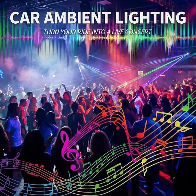 Ambient Lighting Car Led Lights Interior Kit, 4 in 1 Acrylic Led Lights for Car Center Console Dashboard,DC 12V APP Remote Control DIY Fiber Optic Music Sync RGB Neon Strip with Footwell Lighting