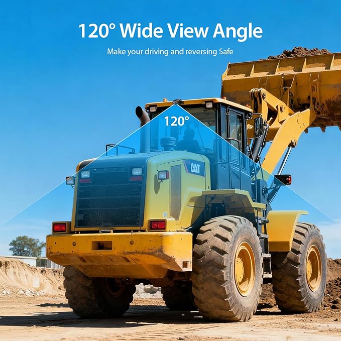 ZEROXCLUB 7" 1080P Wired Rear View Backup Camera System, Dual Split Screen IP69K Waterproof Reverse Camera, Vibration-Proof 10G for Tractor, Truck, Trailer, Combine, Heavy Equipment, BH701