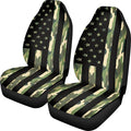 ELEQIN 2 Packs Car Front Seat Cover Car Seat Protector, Nonslip Cushion Cover for Cars, Trucks & SUVs Auto Interior Decor, Camo American Flag Print