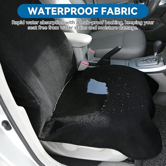 Waterproof Towel Car Seat Cover - Sweat-Wicking Post-Workout Seat Protector for Athletes, Gym, Yoga, Beach - Non-Slip, Machine Washable, Universal Fit Front Seat Mat
