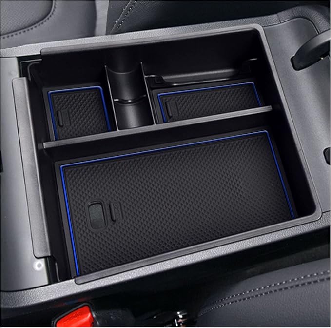SXCY 2023 2024 Tucson Console Organizer Tray For 2022-2024 Hyundai Tucson NX4 Limited / 2023 2024 Santa Cruz Accessories Armrest Console Insert Box 2024 2023 Tucson ABS Secondary Storage (Blue Mats)