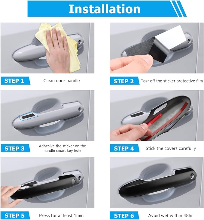 Exterior Door Handle Covers Compatible for 2019-2022 2023 2024 2025 Toyota Rav4 Accessories for Highlander 2024 2023 2022-2020 Handle Protectors with 4 Holes for Auto Sensors (Matte Black)