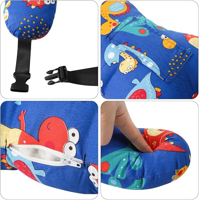 X-Shaped Car Travel Pillow for Cars Seat Kids Adults Head and Body Support Pillow Cartoon Neck Pillows Soft Long-Distance Travel Car Sleeping Seat Belt Pillows Breathable Cars Aircraft Travel Cushion