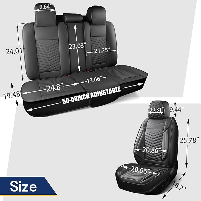 Nappa Leather Car Seat Covers Front Seats, Gray Car seat Protector, Waterproof Car Seat Cushion, Universal Automotive Seat Covers Fit for SUV Truck Pick-up Sedan and Most Cars