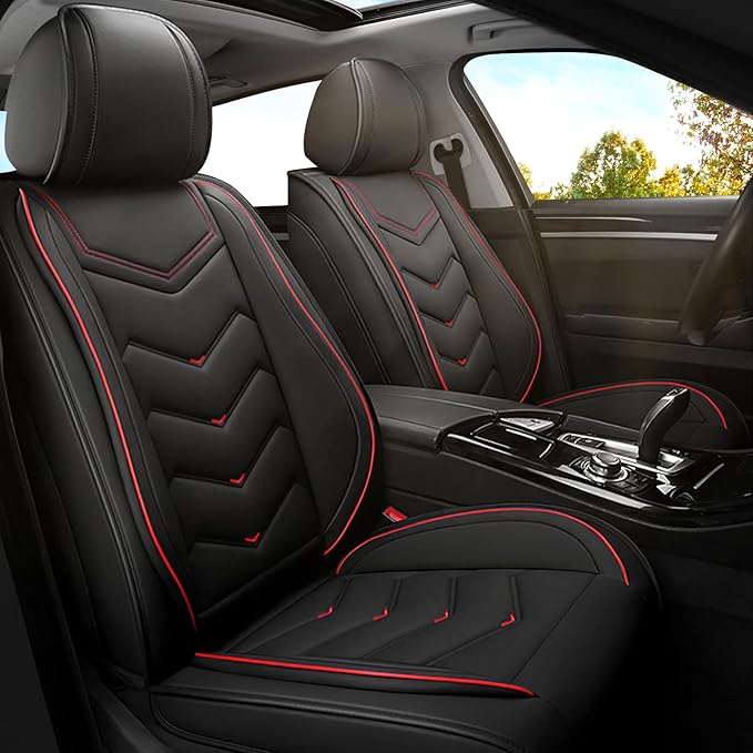 Car Seat Covers for Cadillac CTS 2003-2019, Premium Nappa Leather Car Seat Cover, Stylish Sport Seat Covers， Automobile Seat Cover Sets.(Standard 2 Seats/Black)