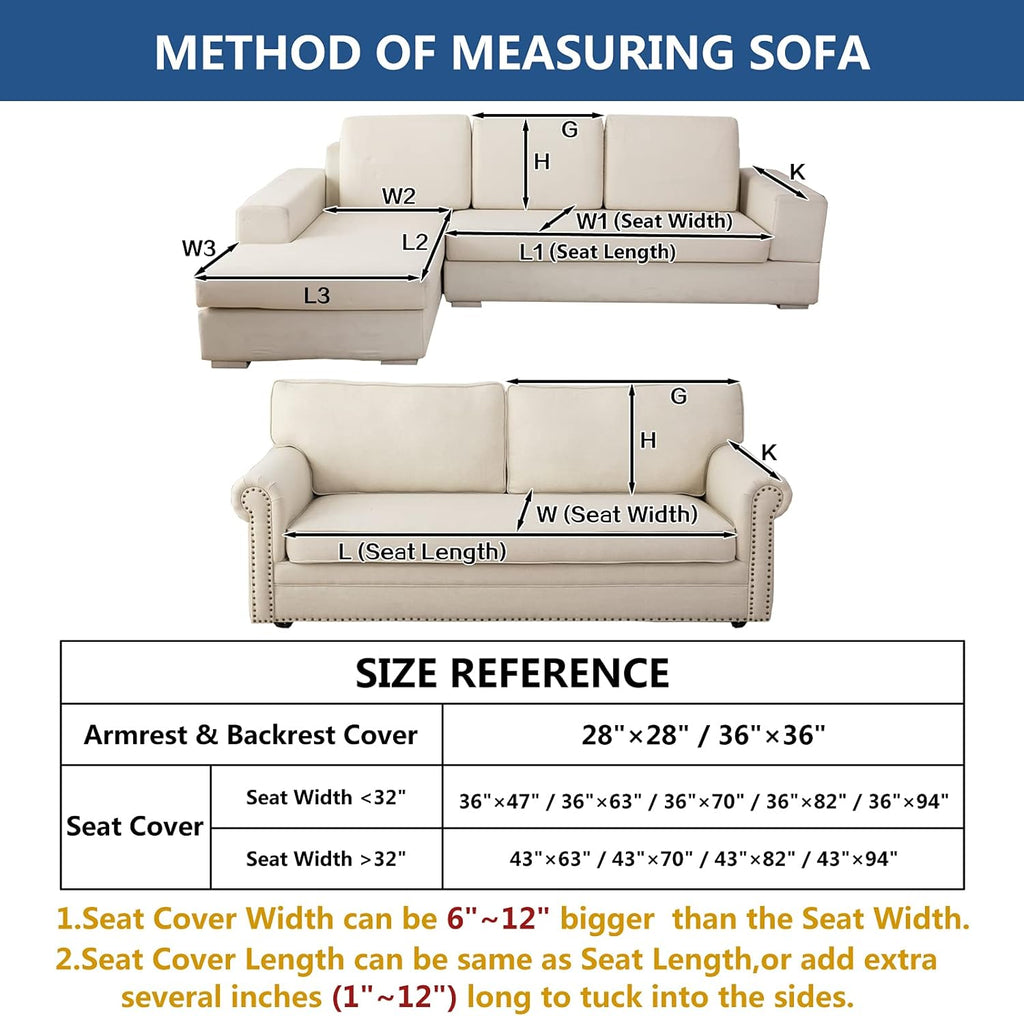 Eismodra Couch Cover,Sectional Couch Covers,Sofa Covers for 3 Cushion Couch,Anti-Slip Sofa Slipcovers for Dogs Cats Kids Loveseat Recliner L Shaped Armrest Backrest,Blue 36''x94''(Only 1 Piece)
