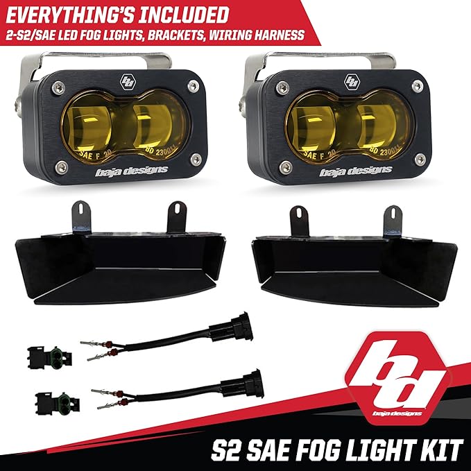 Baja Designs S2 LED SAE Fog Pocket Light Kit for Dodge Ram 2500/3500 2019+ Truck - Amber Lens