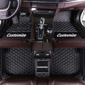 Custom Making Car Floor Mats for 90% Car Model Luxury Leather All Weather Waterproof Anti-Skid Full Coverage Liners (Black White)