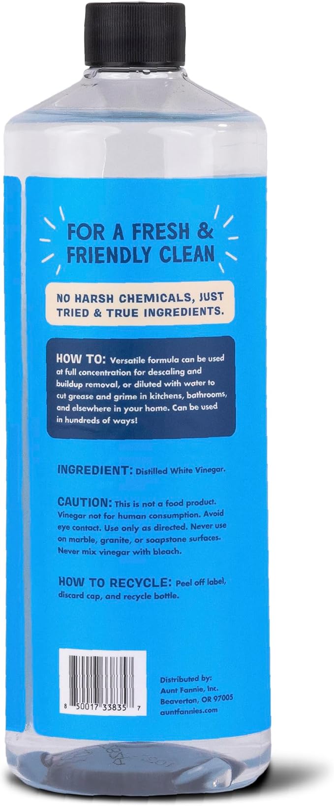 Aunt Fannie's Extra Strength Cleaning Vinegar, Multipurpose Household Cleaner, No Added Scents, Dyes, or Other Additives, 32 oz, Pack of 3