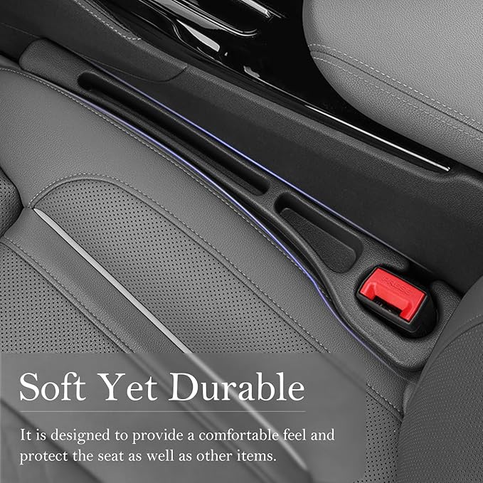 Car Seat Gap Filler 2-Pack, Universal Car Seat Gap Filler Organizer, Seat Gap Plug – Fills Gap Between Seat & Console, Drop-Proof Guard for Phones, Keys & Cards, Fits Cars, SUVs, Trucks, Black