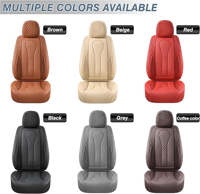 KEYOOG Car Seat Covers Full Set, 5-Seater Waterproof and Breathable Nappa Leather, Fit for Front and Rear Seats of Cars, Compatible with Airbags, Car Seat Protector Covers for Most Cars - Wine red