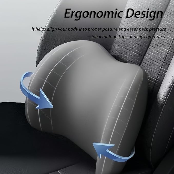 Car Lumbar Support Pillow and Car Neck Pillow Kit for Peugeot 406 1995-2000 2001 2002 2003 2004, Car Seat Neck Back Rest Pillows, Ergonomic Car Seat Headrest & Lumbar Cushion,A Black