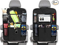 2PCS Car Backseat Organizer, Multi-Pocket Back Seat Protector with 10.2" Tablet Holder, Waterproof Oxford Fabric Storage Bag Auto Kick Mat for Kids Toddlers (B with Zipper)