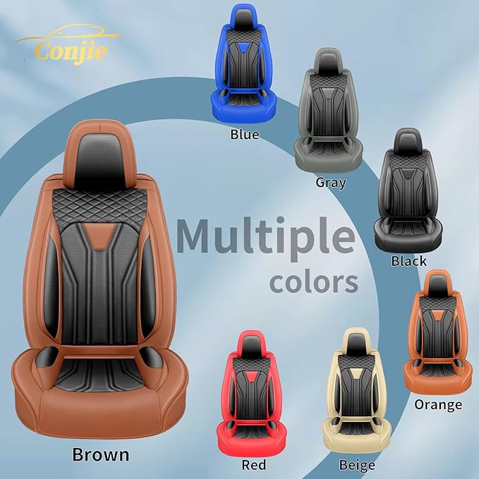 Fit Versa Car Seat Covers Compatible with Nissan Versa 2008-2025 2026 - Full Set Premium Leather， Waterproof Breathable， All-Weather Seat Cushion Protecto&Airbag Compatible（Brown & Black