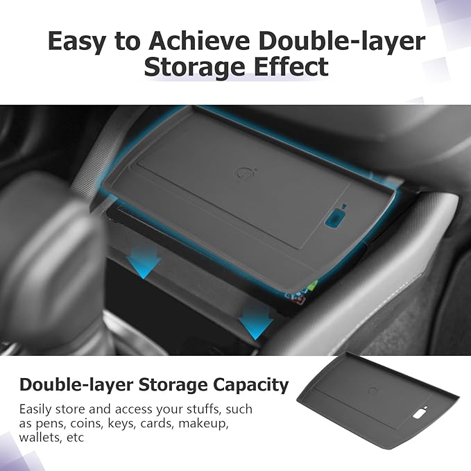 LUWU for 2025 2026 Subaru Forester Accessories Compatible with 2025 2026 Forester Wireless Charging Anti-Slip Mat - Center Console Cup Holder - Armrest Console Secondary Storage Box Insert Tray 3-Pack