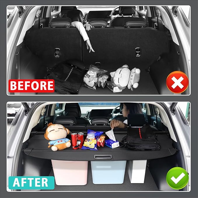 Cargo Cover for Genesis GV70 2022-2025 2026 Accessories Retractable Trunk Cover Security Shielding Shade Cargo Luggage Cover Trunk Privacy Protection (Carbon Fiber Texture)