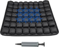 Inflatable Seat Cushion for Car - Adjustable Air Pressure Travel Cushion for Long Flights, Office Chairs, and Travel - Portable 17.7x15.7 Inches - Black